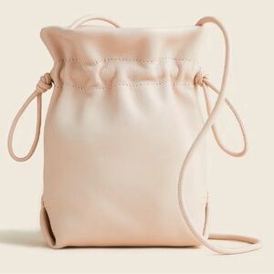 J.Crew Women's London Drawstring Bucket Bag Leather Dusty Shell Beige Pink BE897